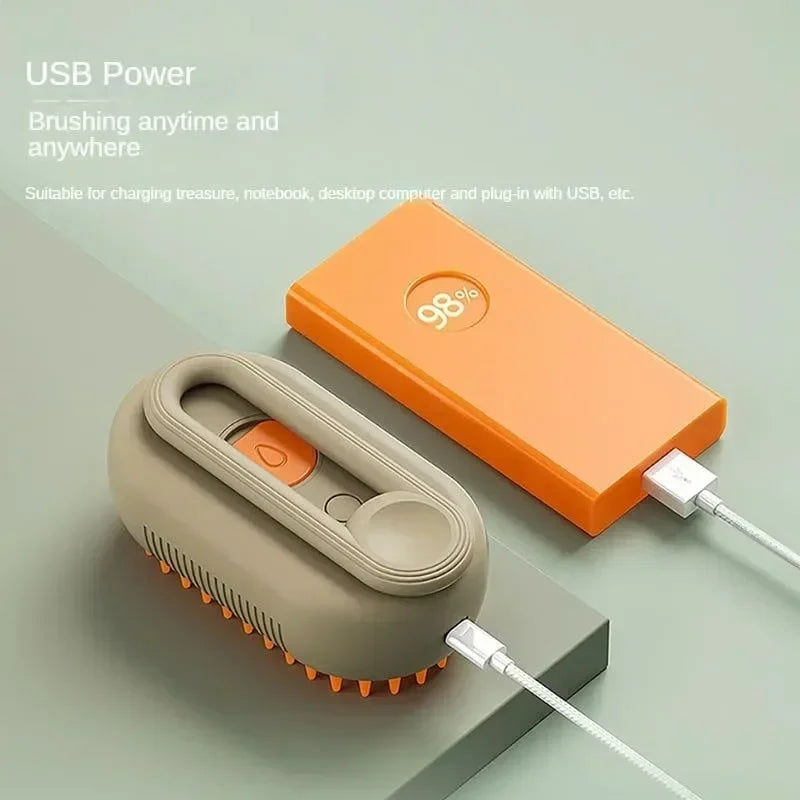 Steamy Dog Brush — Electric Spray Cat Hair Brush, 3-in-1 Grooming