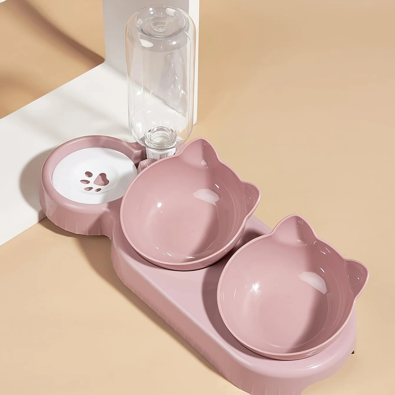 Pet Bowls with Water Feeder — 3-in-1 Tilted Design