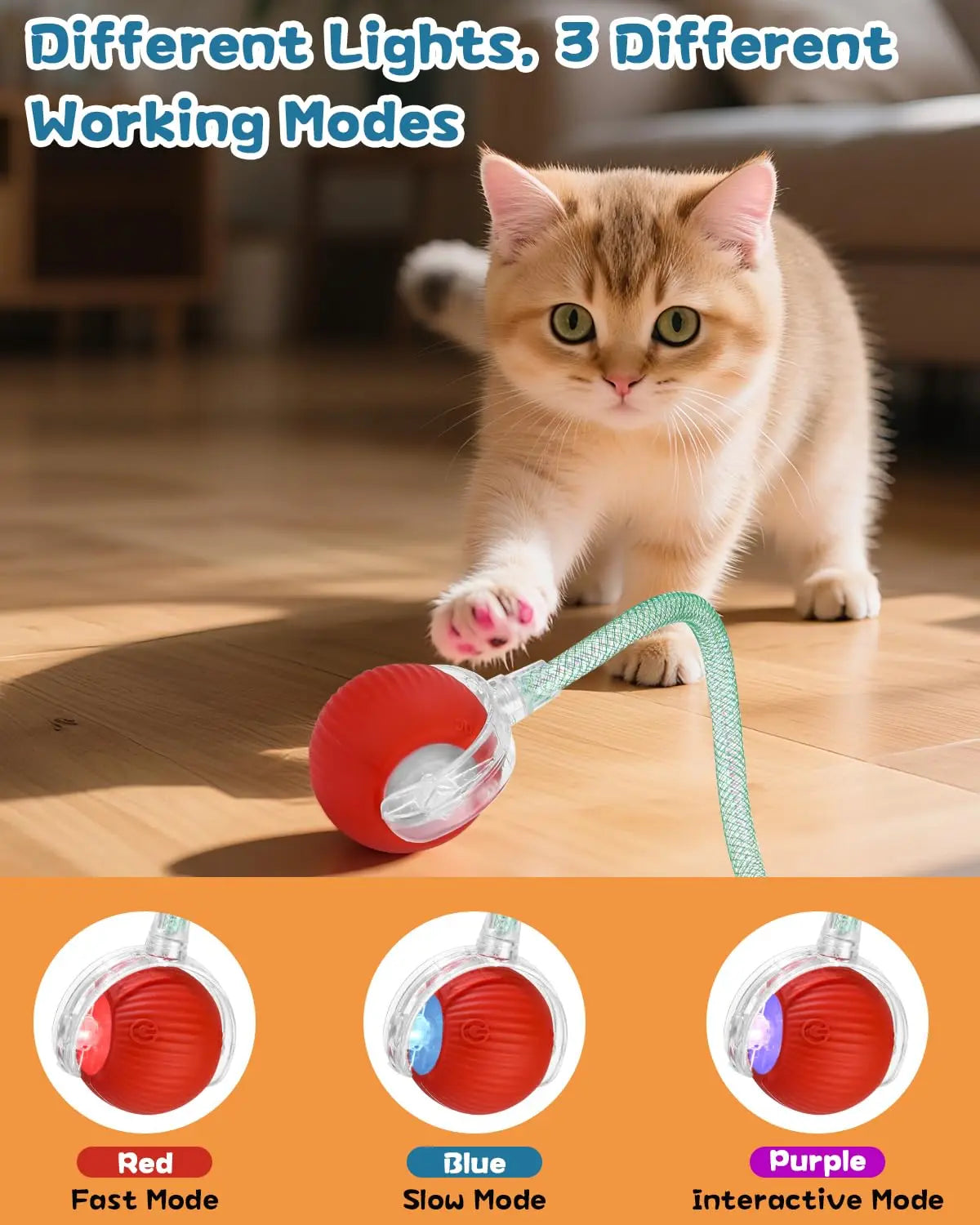 Cat Interactive Ball Toy – Automatic Rolling Ball with Tail (Rechargeable)