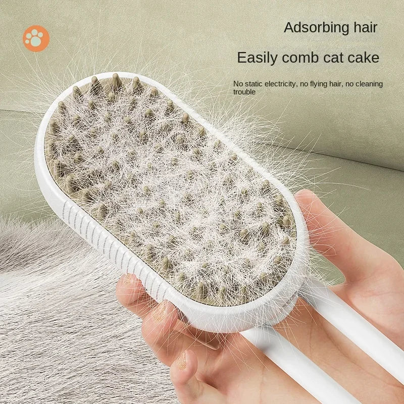 Steamy Dog Brush — Electric Spray Cat Hair Brush, 3-in-1 Grooming