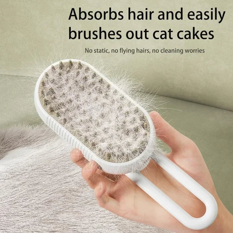 Steamy Dog Brush — Electric Spray Cat Hair Brush, 3-in-1 Grooming