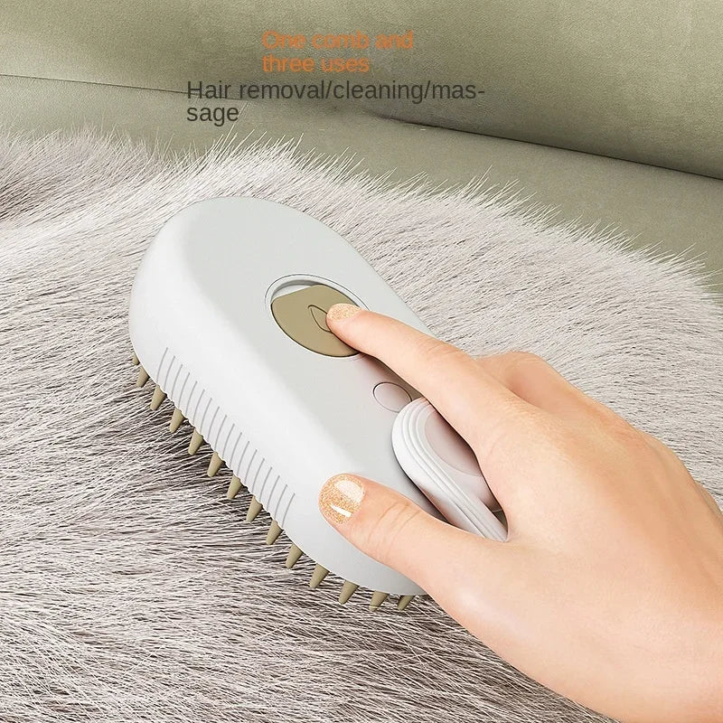 Steamy Dog Brush — Electric Spray Cat Hair Brush, 3-in-1 Grooming