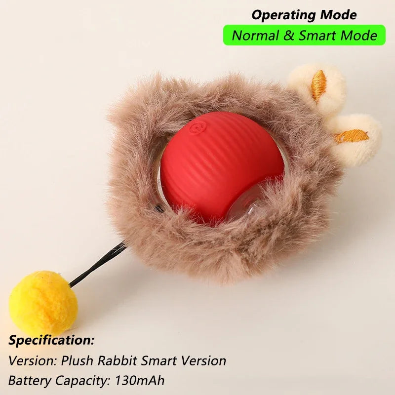Cat Interactive Ball Toy – Automatic Rolling Ball with Tail (Rechargeable)