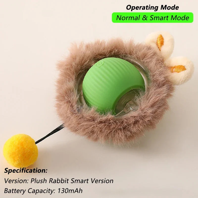 Cat Interactive Ball Toy – Automatic Rolling Ball with Tail (Rechargeable)