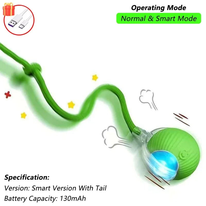 Cat Interactive Ball Toy – Automatic Rolling Ball with Tail (Rechargeable)