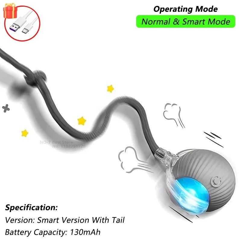 Cat Interactive Ball Toy – Automatic Rolling Ball with Tail (Rechargeable)