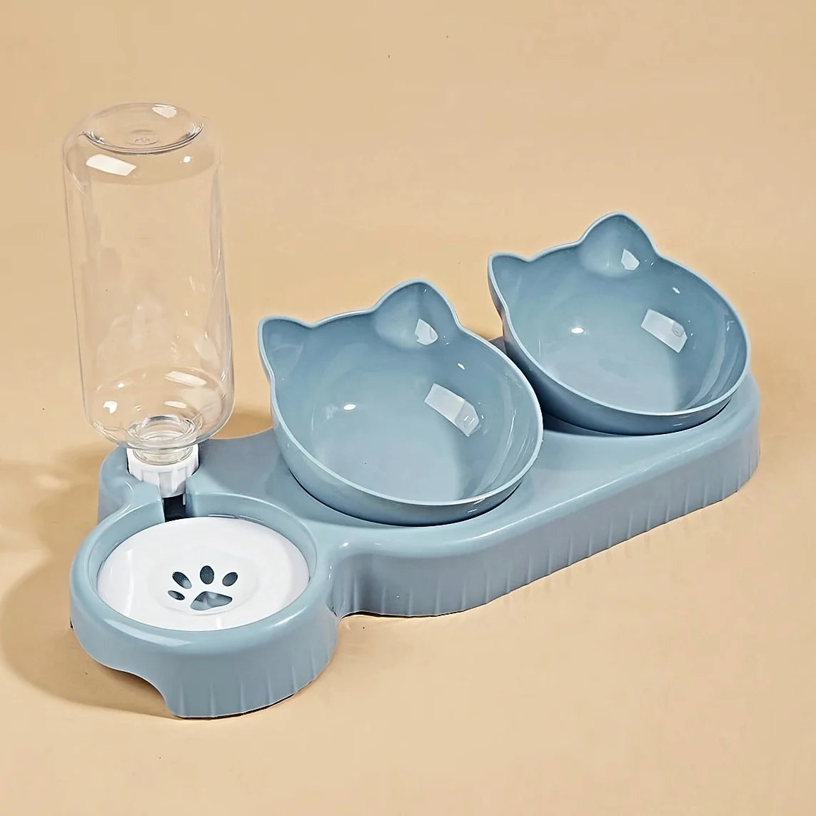 Pet Bowls with Water Feeder — 3-in-1 Tilted Design
