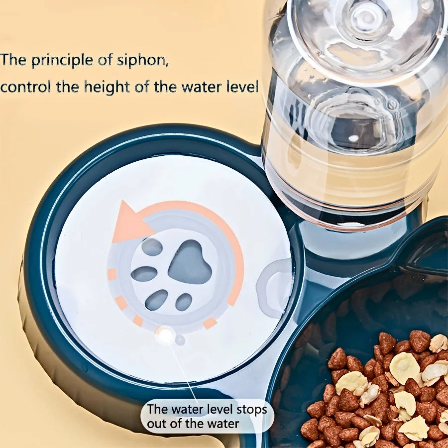 Pet Bowls with Water Feeder — 3-in-1 Tilted Design