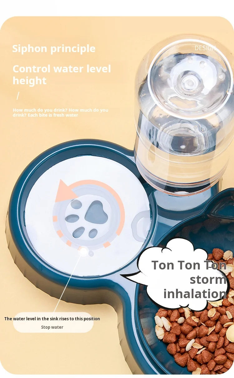 Pet Bowls with Water Feeder — 3-in-1 Tilted Design