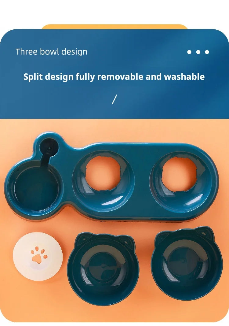 Pet Bowls with Water Feeder — 3-in-1 Tilted Design