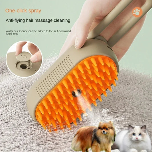 Steamy Dog Brush — Electric Spray Cat Hair Brush, 3-in-1 Grooming