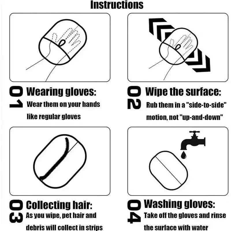 Double-Sided Pet Fur Gloves — Reusable Hair Removal for Dog/Cat Fur on Furniture and Clothes