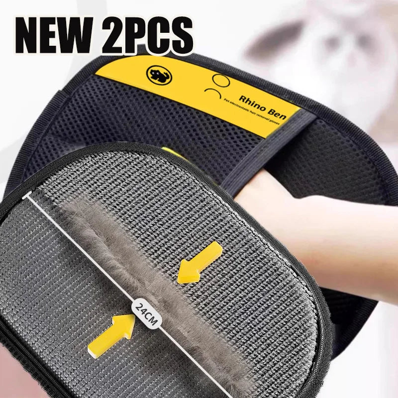 Pet Grooming Gloves — Anti-Shedding & Cleaning (2-Sided)