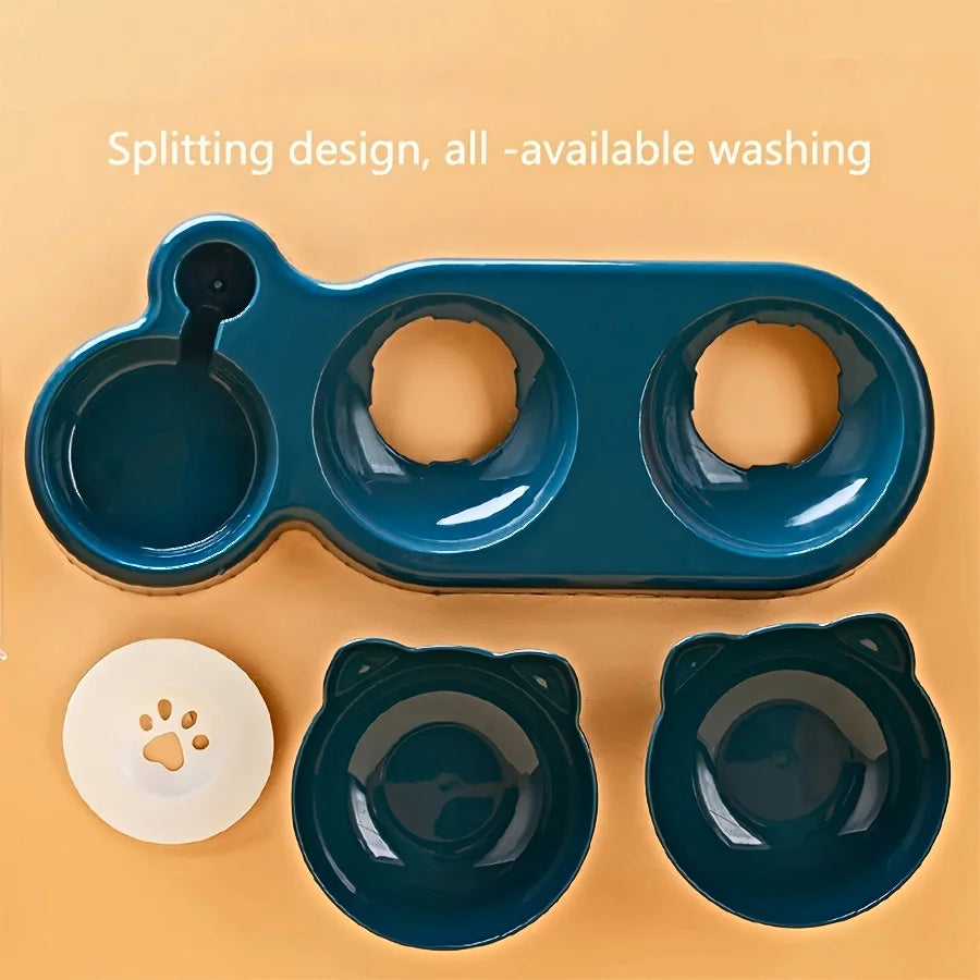 Pet Bowls with Water Feeder — 3-in-1 Tilted Design